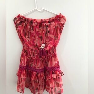 Pink and Red Off-Shoulder Dress
